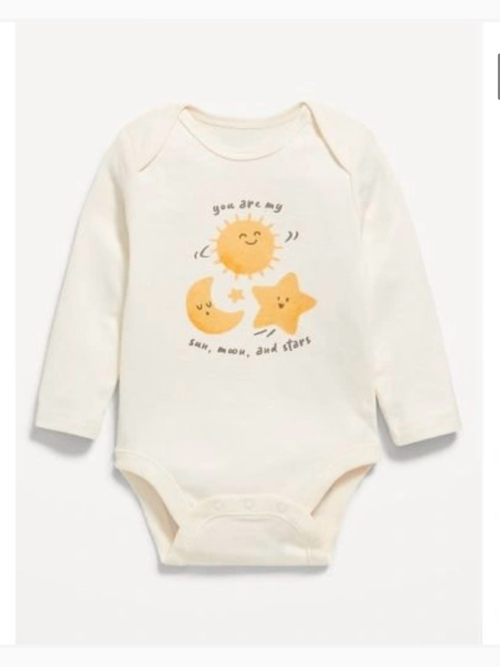 Old Navy Cream Long-Sleeve Baby One-Piece with Sun, Moon & Stars Graphic